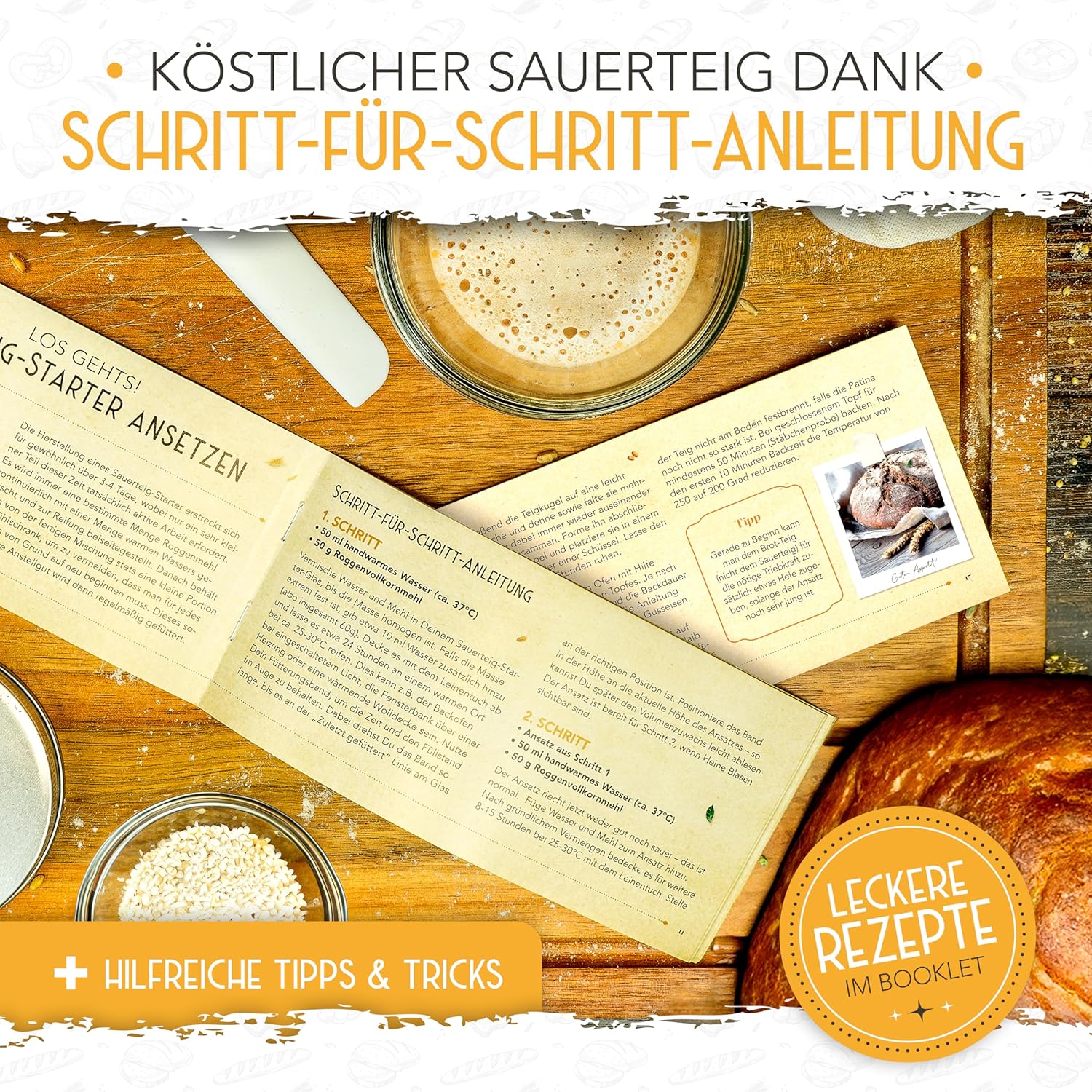 2x 1000ml Starter Set - Gärglas mit Spatel und Thermometer - Image 6