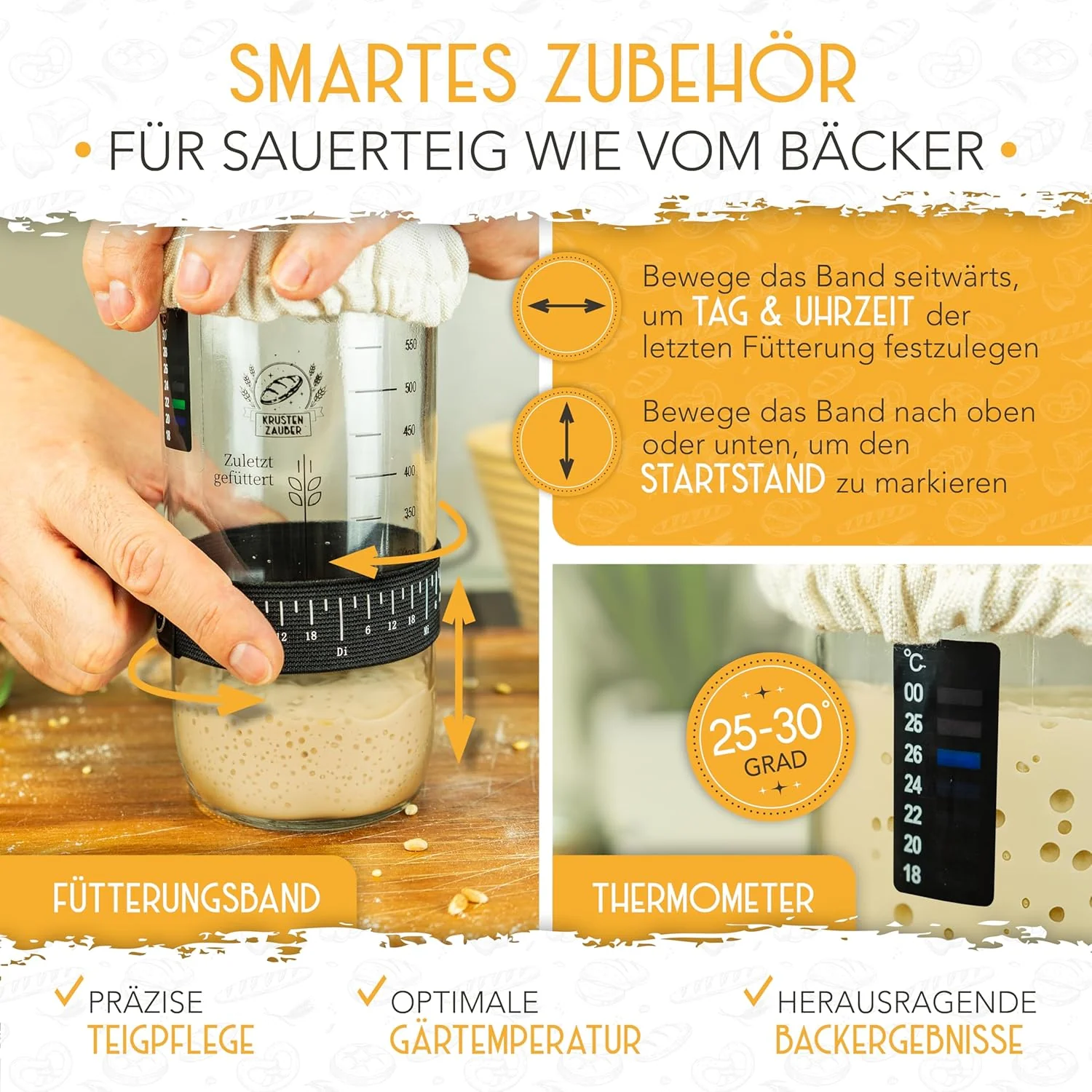 2x 1000ml Starter Set - Gärglas mit Spatel und Thermometer - Image 7