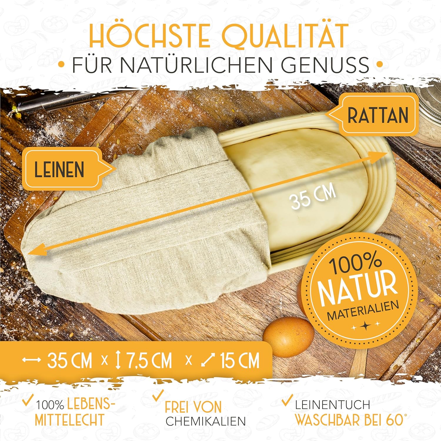 35cm Gärkorb oval inkl. Gärtuch - Image 3