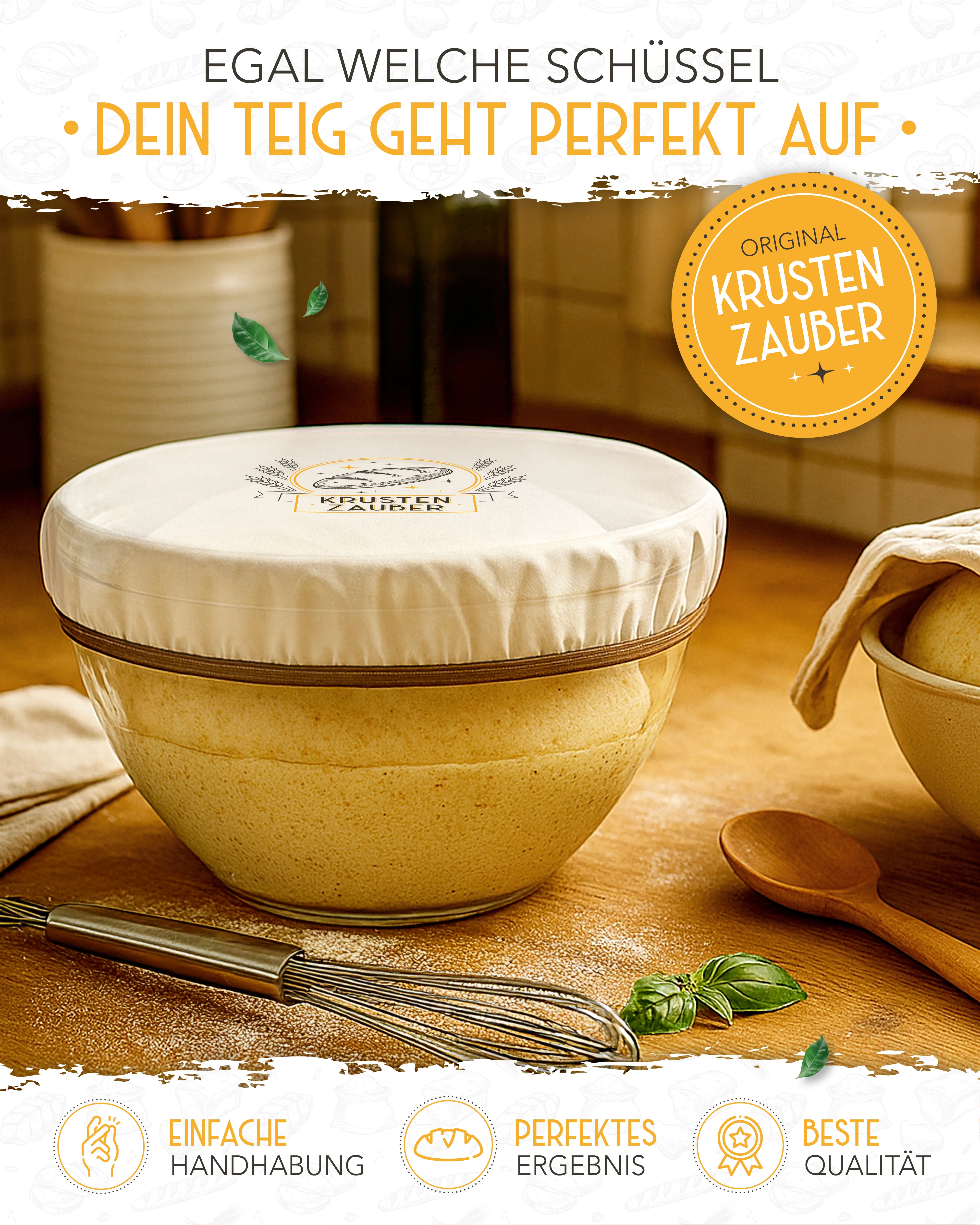 4er Set Abdeckhaube für Gärkörbe - Image 2