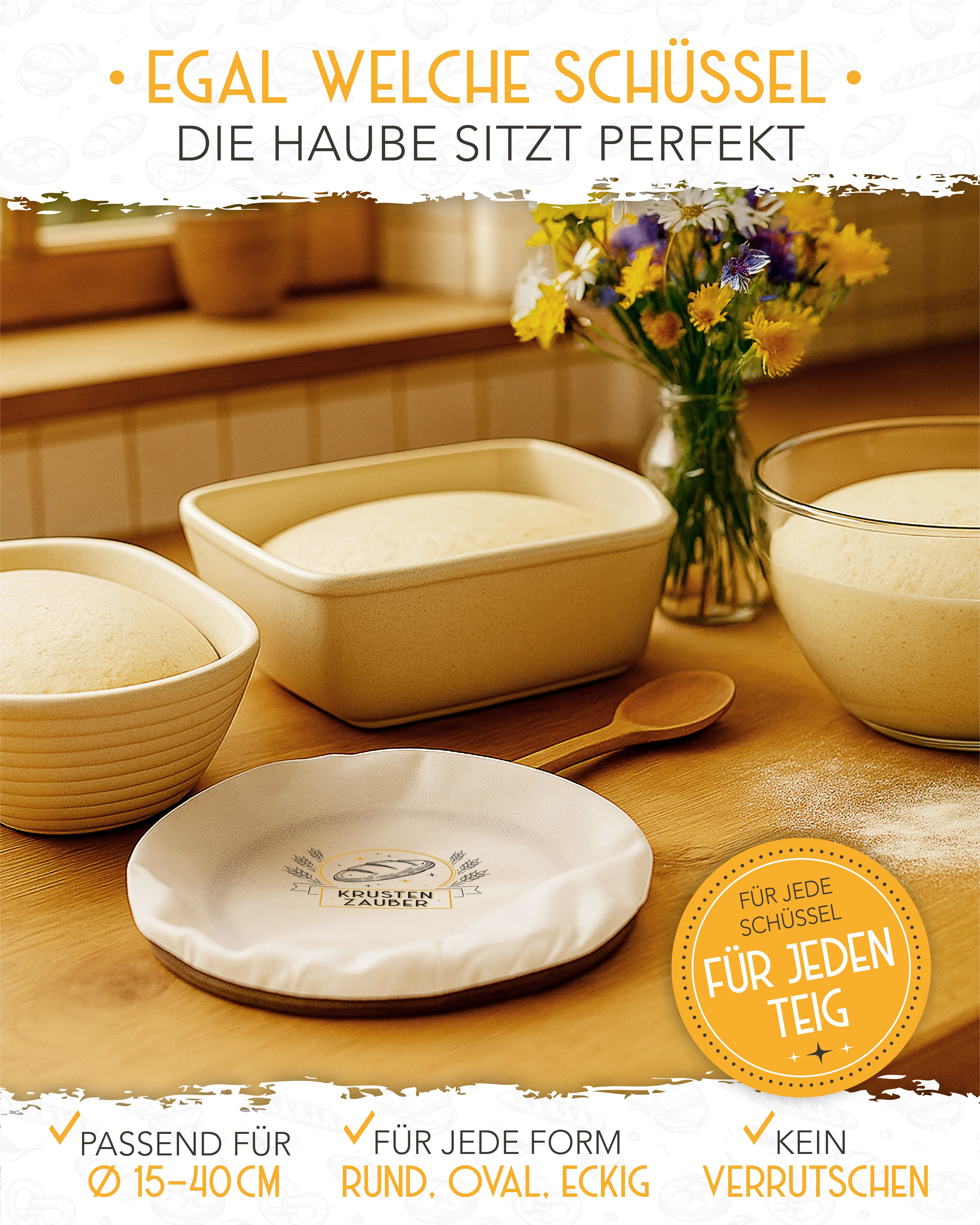 4er Set Abdeckhaube für Gärkörbe - Image 5