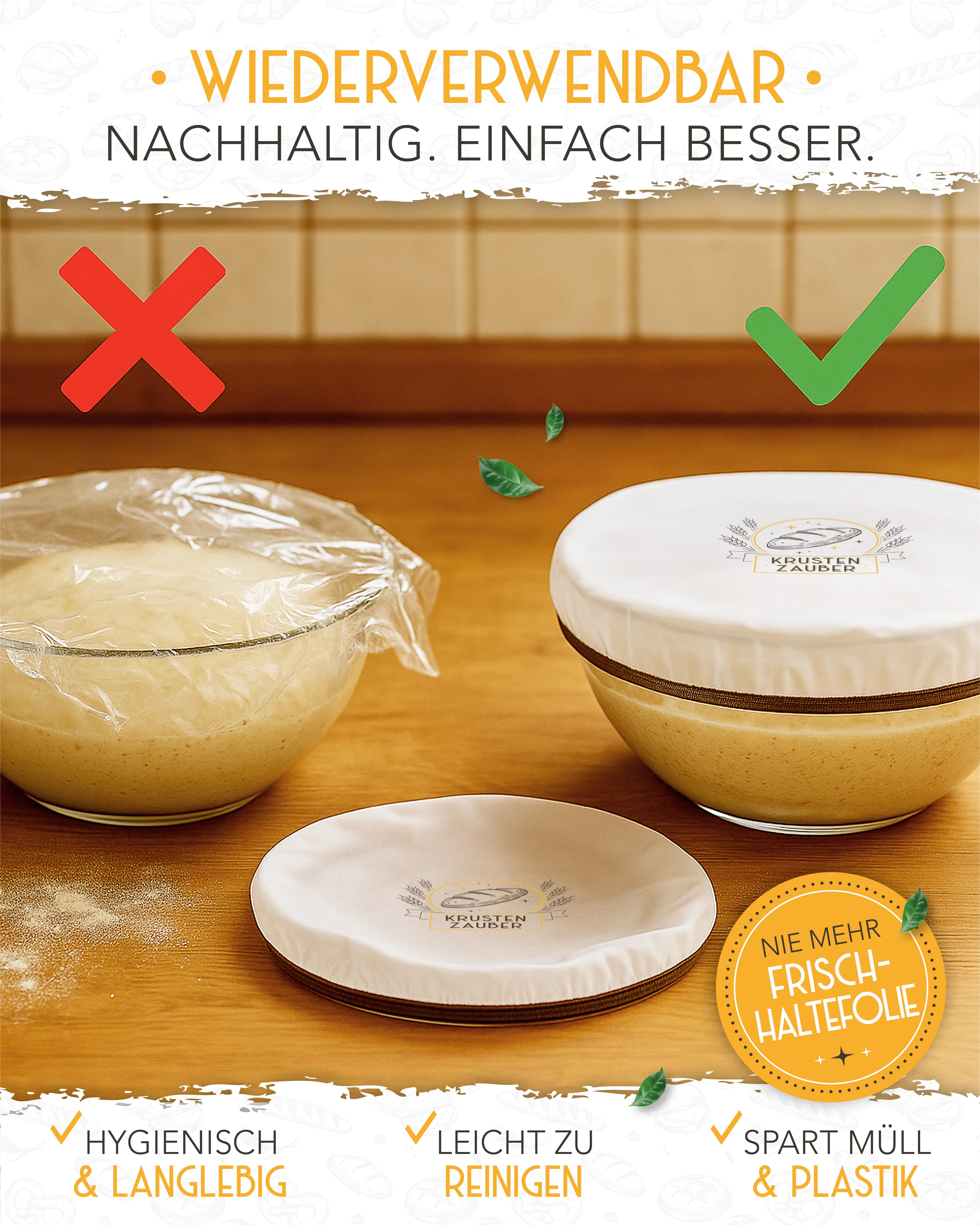 4er Set Abdeckhaube für Gärkörbe - Image 6