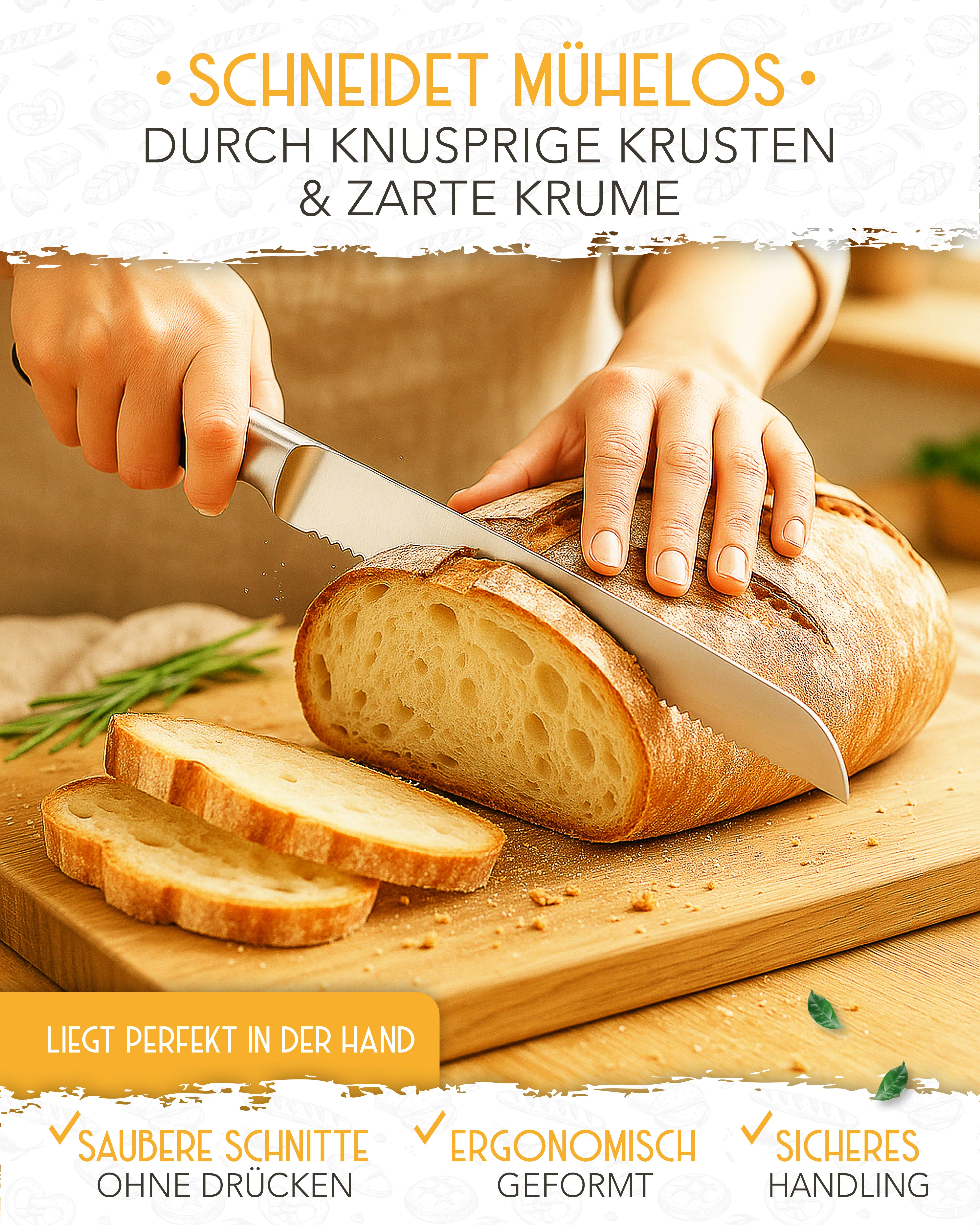 Brotmesser mit Wellenschnitt aus rostfreiem Edelstahl - Image 10