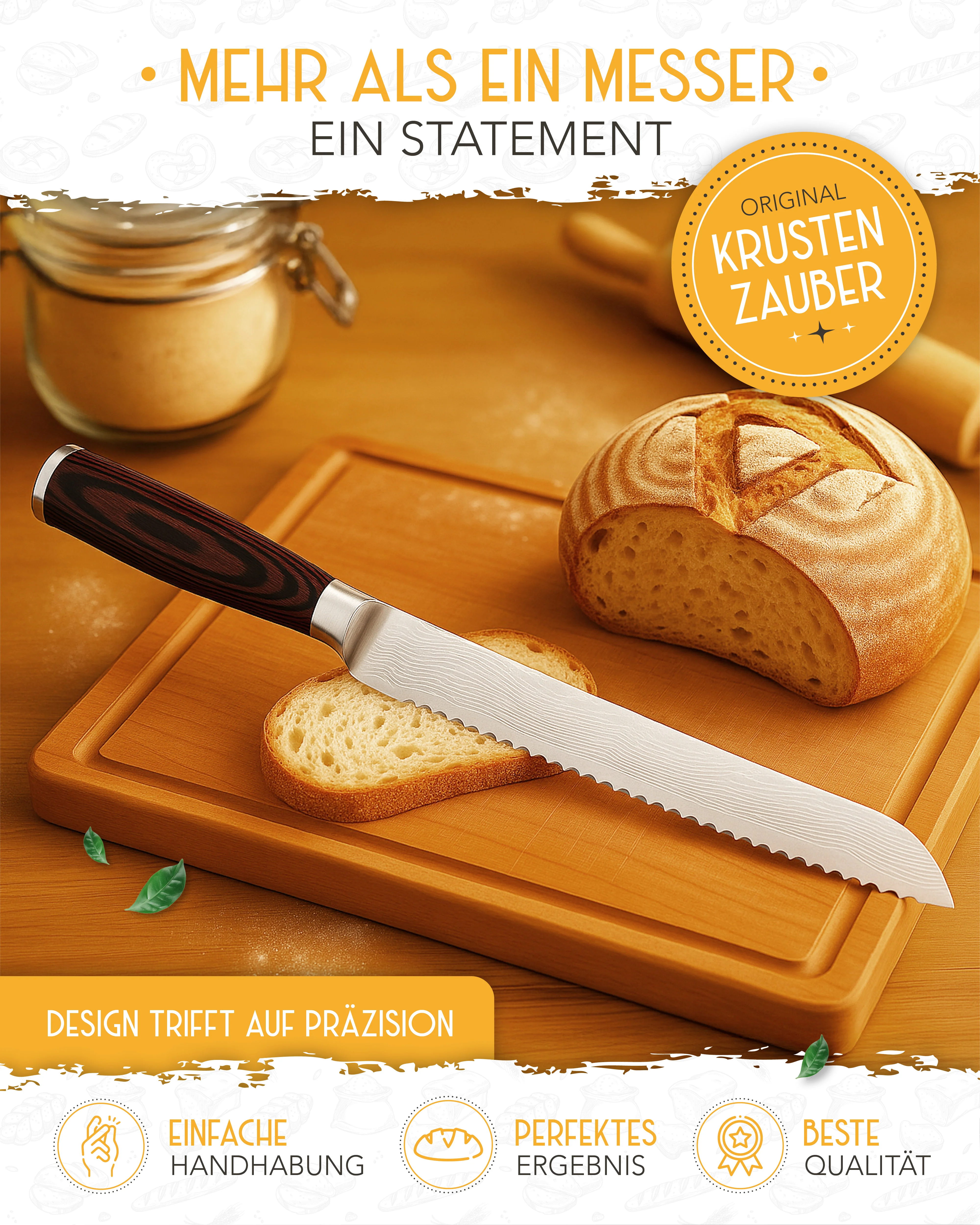 Brotmesser mit Wellenschnitt aus rostfreiem Edelstahl - Image 14