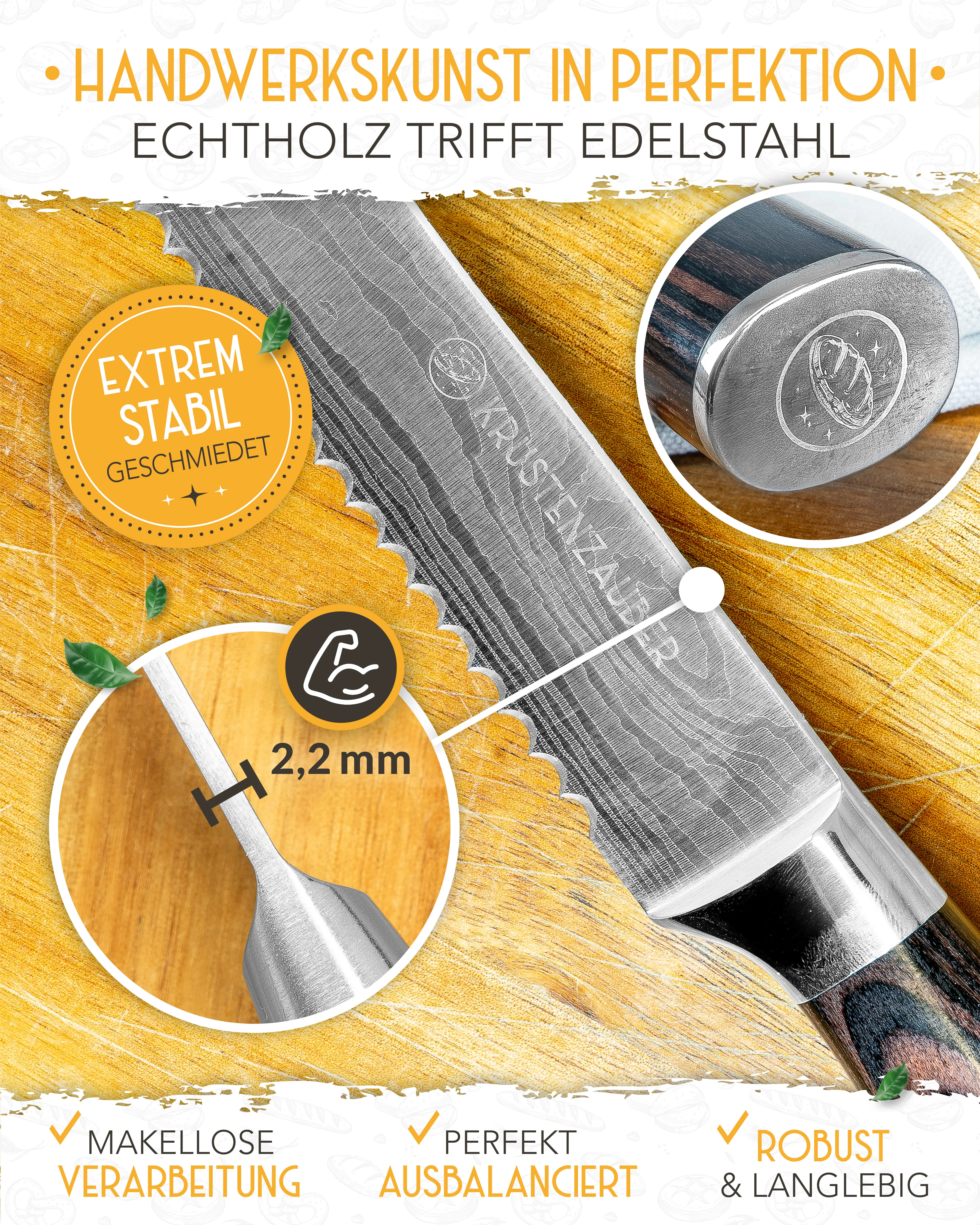Brotmesser mit Wellenschnitt aus rostfreiem Edelstahl - Image 17