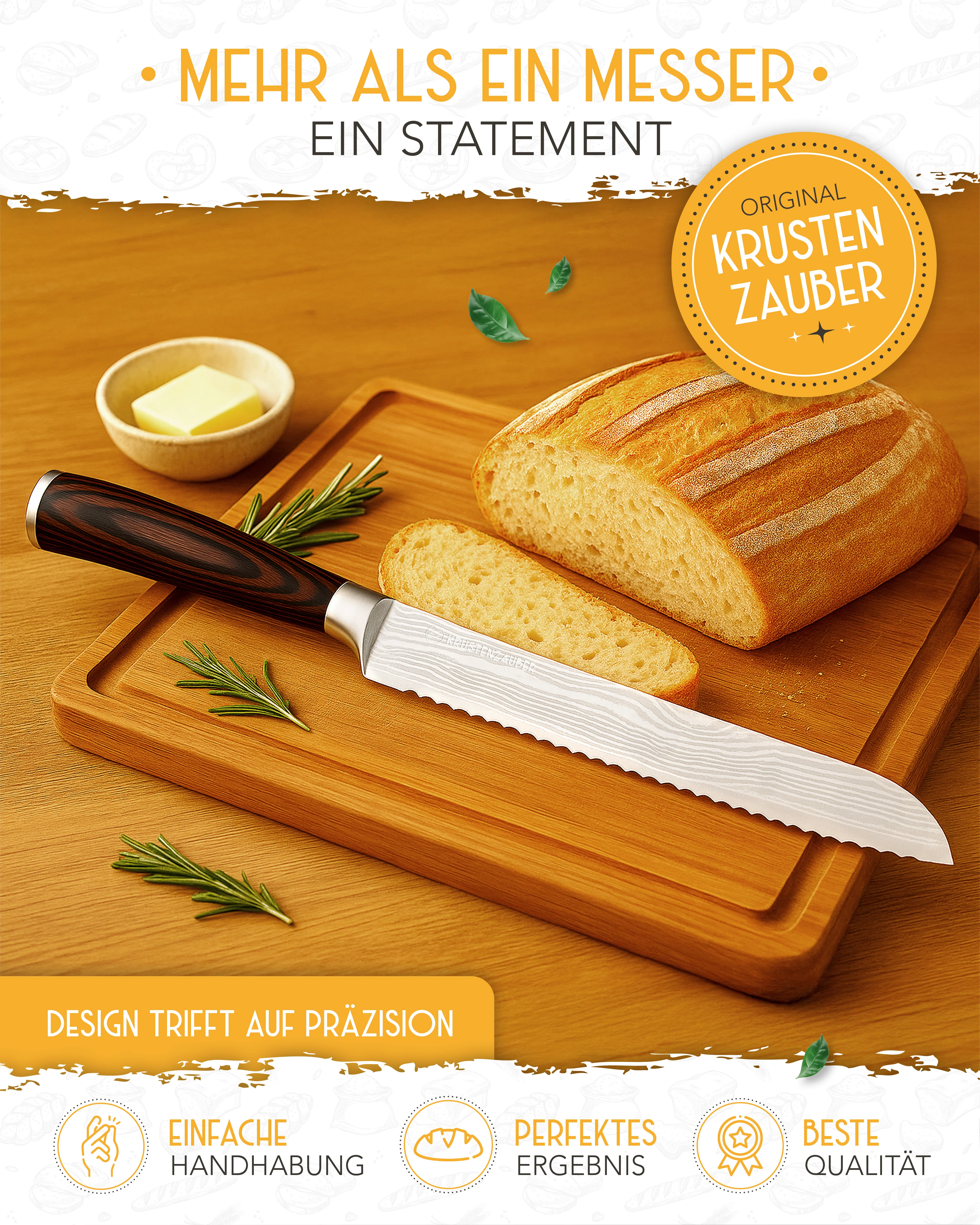 Brotmesser mit Wellenschnitt aus rostfreiem Edelstahl - Image 20