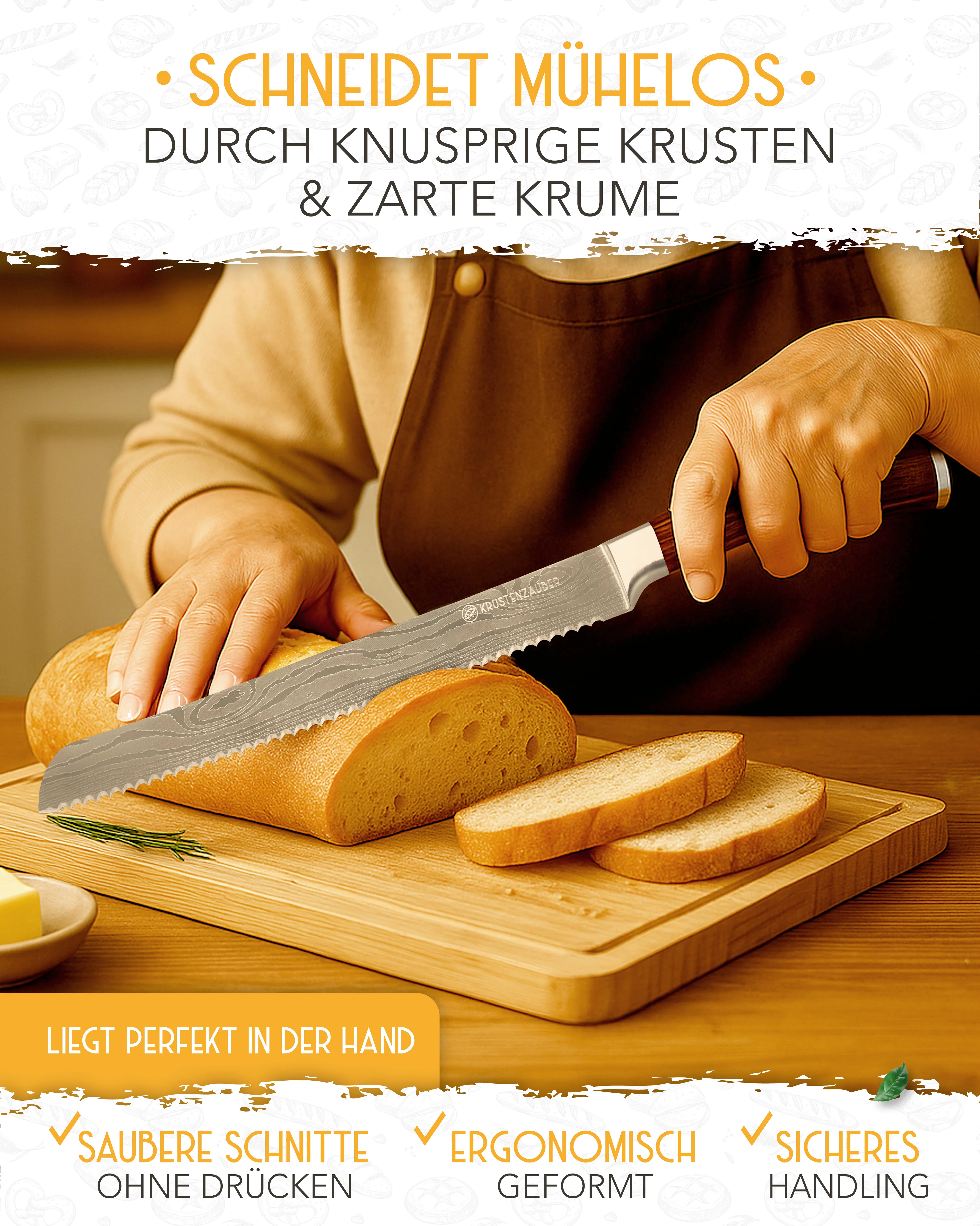 Brotmesser mit Wellenschnitt aus rostfreiem Edelstahl - Image 22