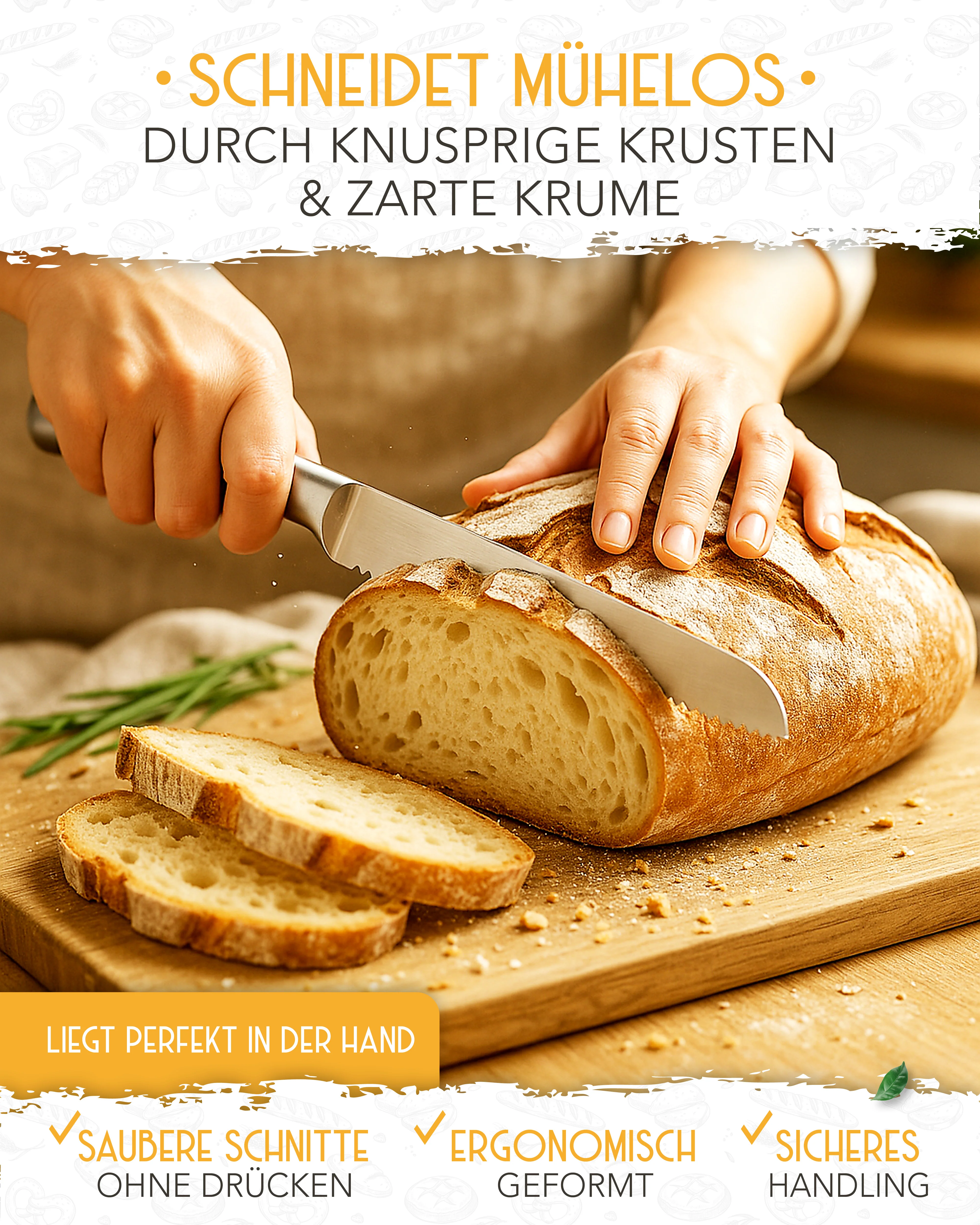 Brotmesser mit Wellenschnitt aus rostfreiem Edelstahl - Image 4