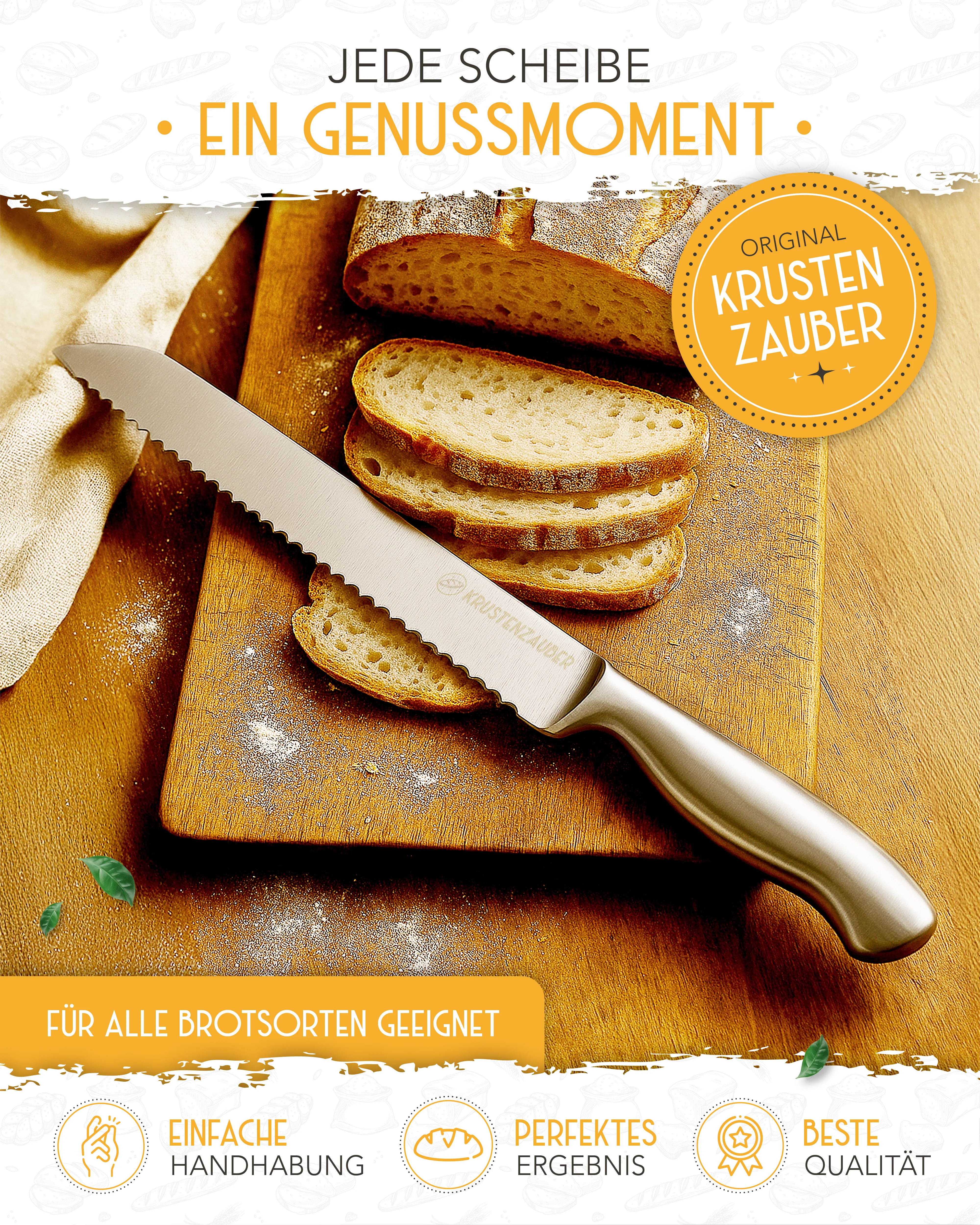 Brotmesser mit Wellenschnitt aus rostfreiem Edelstahl - Image 8