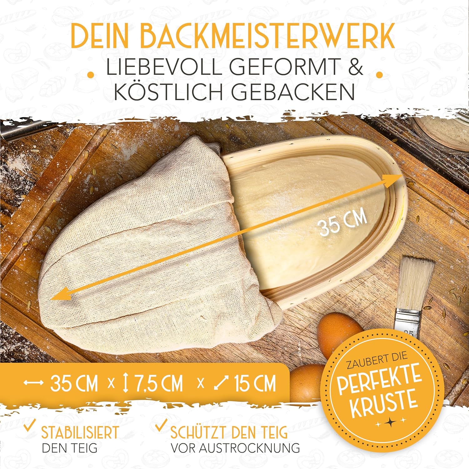 Set aus 2x Gärkorb und 2x Teigritzmesser - Image 4